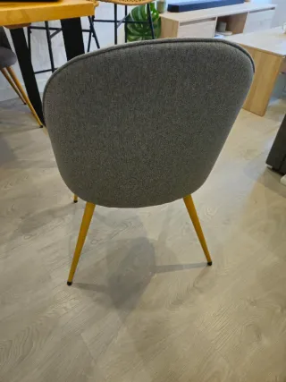 Sillas comedor gris con patas de madera (4 uds)