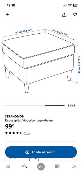 Poggiapiedi Ikea Strandmon Grigio chiaro