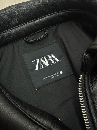 Chaqueta Zara Piel Negra Custom Streetwear