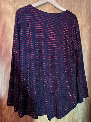 Blusa fiesta lentejuelas negra y roja T.44