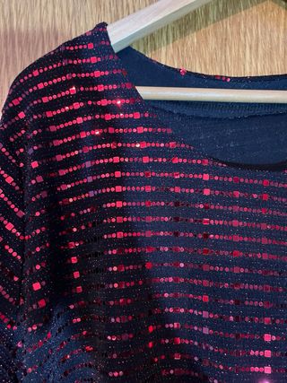 Blusa fiesta lentejuelas negra y roja T.44