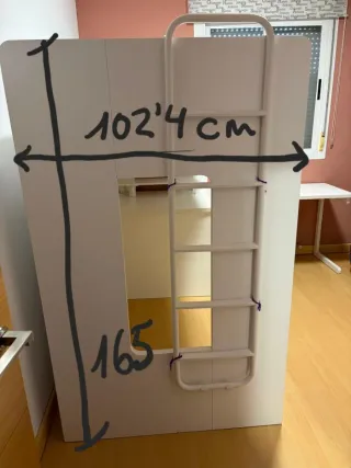 Cama alta juvenil con escritorio y almacenaje