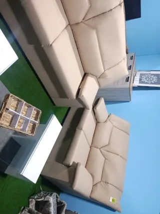 Sofá modular beige y blanco Juego tres plazas +dos