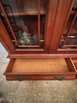 Vitrina de salón de madera y cristal