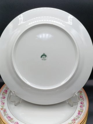 Set platos llanos porcelana Limoges Flores Rosas