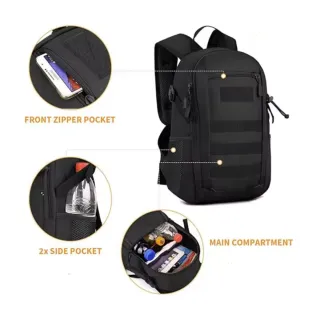 Mochila Negra Táctica 20L Impermeable Nueva