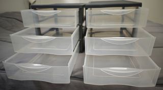 Lote 2 Cajoneras 3 Cajones Plástico Gris