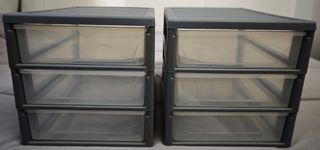 Lote 2 Cajoneras 3 Cajones Plástico Gris