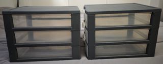 Lote 2 Cajoneras 3 Cajones Plástico Gris