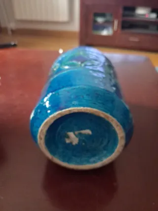 Jarrón Bitossi Azul y Verde Cerámica