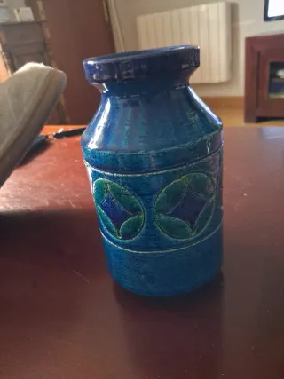 Jarrón Bitossi Azul y Verde Cerámica