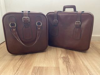 Conjunto 2 maletas piel vintage marrones