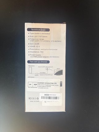 Antenna TV 4K Amplificata Cavo 10M