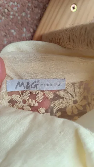 Vestido camisero 100% lino amarillo con pinzas