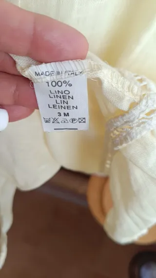 Vestido camisero 100% lino amarillo con pinzas