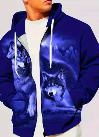Sudadera Wolf Night Azul Eléctrico