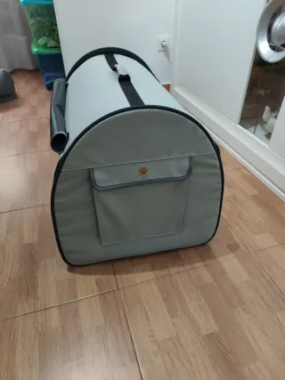 Transportín viaje perro gris y negro