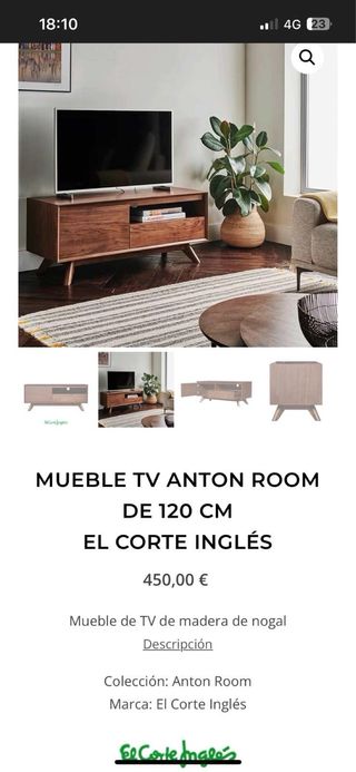 Mueble TV madera de Nogal con Etiqueta