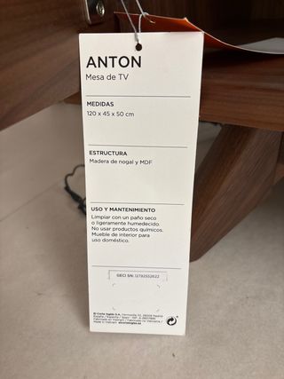 Mueble TV madera de Nogal con Etiqueta