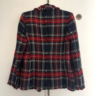 Blazer Tweed Zara Cuadros Azul y Rojo - Impecable