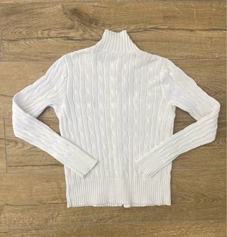 Ralph Lauren White Cable Knit Cardigan