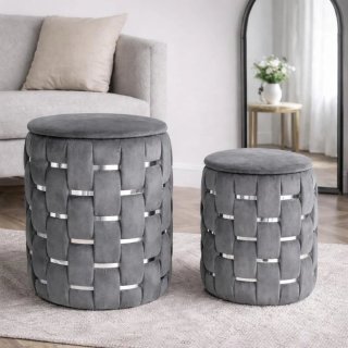 Coppia pouf contenitore tessuto