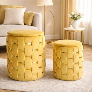 Coppia pouf contenitore tessuto