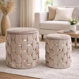 Coppia pouf contenitore tessuto