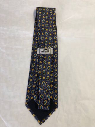 Corbata Gianni Versace Seda Azul y Oro