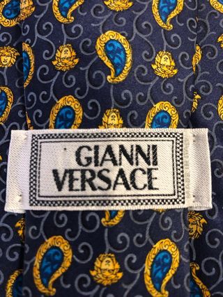 Corbata Gianni Versace Seda Azul y Oro