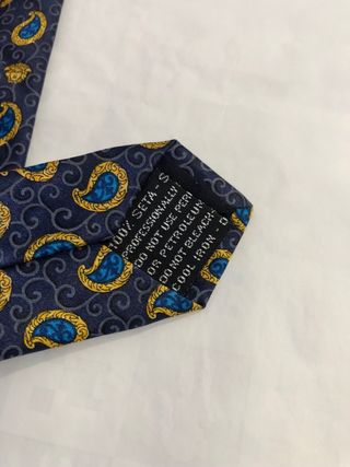 Corbata Gianni Versace Seda Azul y Oro