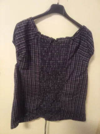 Blusa de mujer a cuadros tipo corset por delante