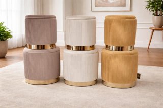 Coppia pouf contenitore tessuto velluto