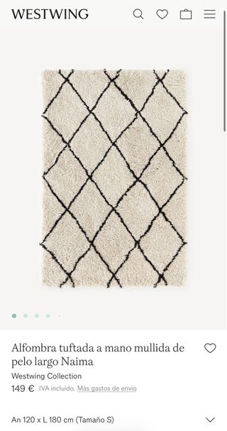 Alfombra Westwing 180x120 cm Beige/Negro
