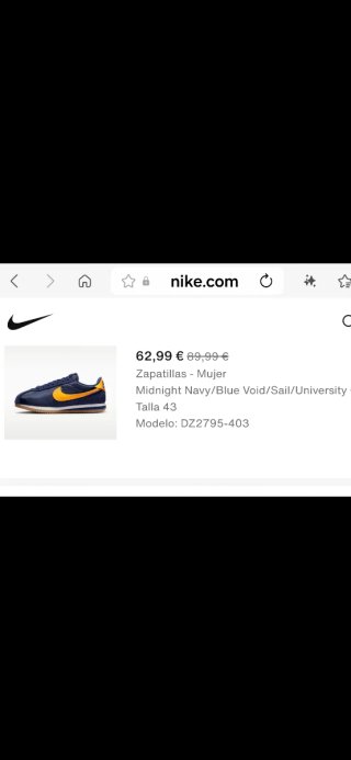 Zapatillas Nike Cortez Talla 43 Azul/ Naranja