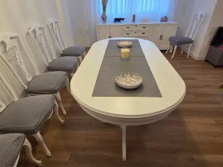 Mesa de comedor extensible blanca
