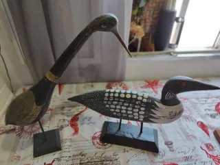 Decoración: figuras de madera vintage, arte étnico