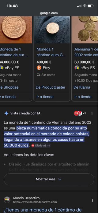 Precio negociable Moneda 1 céntimo Alemania 2002 D