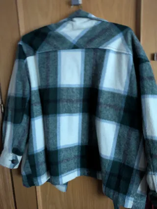 Sobrecamisa Zara cuadros verde y blanco