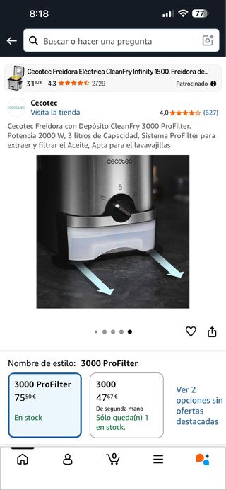 Cecotec Freidora CleanFry 3000 ProFilter