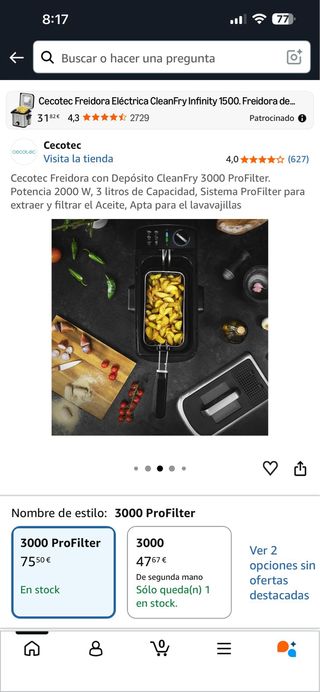 Cecotec Freidora CleanFry 3000 ProFilter