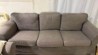 2 Sofas 3 plazas gris tela