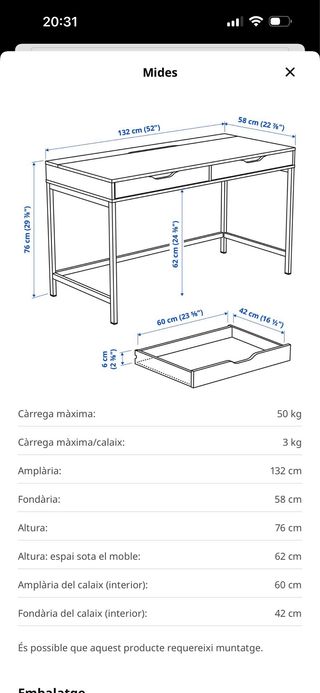 Scrivania bianca con cassetti