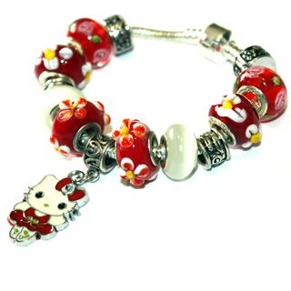 Pulsera con charm de Hello Kity en rojo