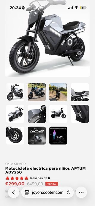 Motocicleta eléctrica infantil APTUM ADV250