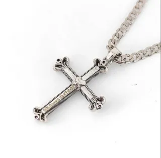 Colgante Cruz Italiana Oro 18K Plata Zafiro Rubí