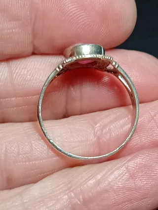 Anillo Plata Ley rubí facetado