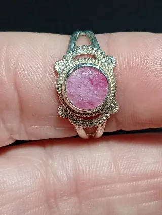 Anillo Plata Ley rubí facetado