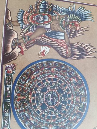 Cuadro Azteca Grande Hecho a Mano