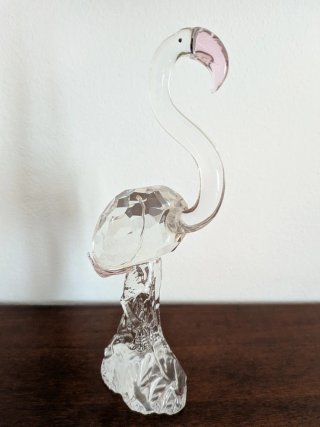 Flamingo in Vetro Trasparente e Rosa